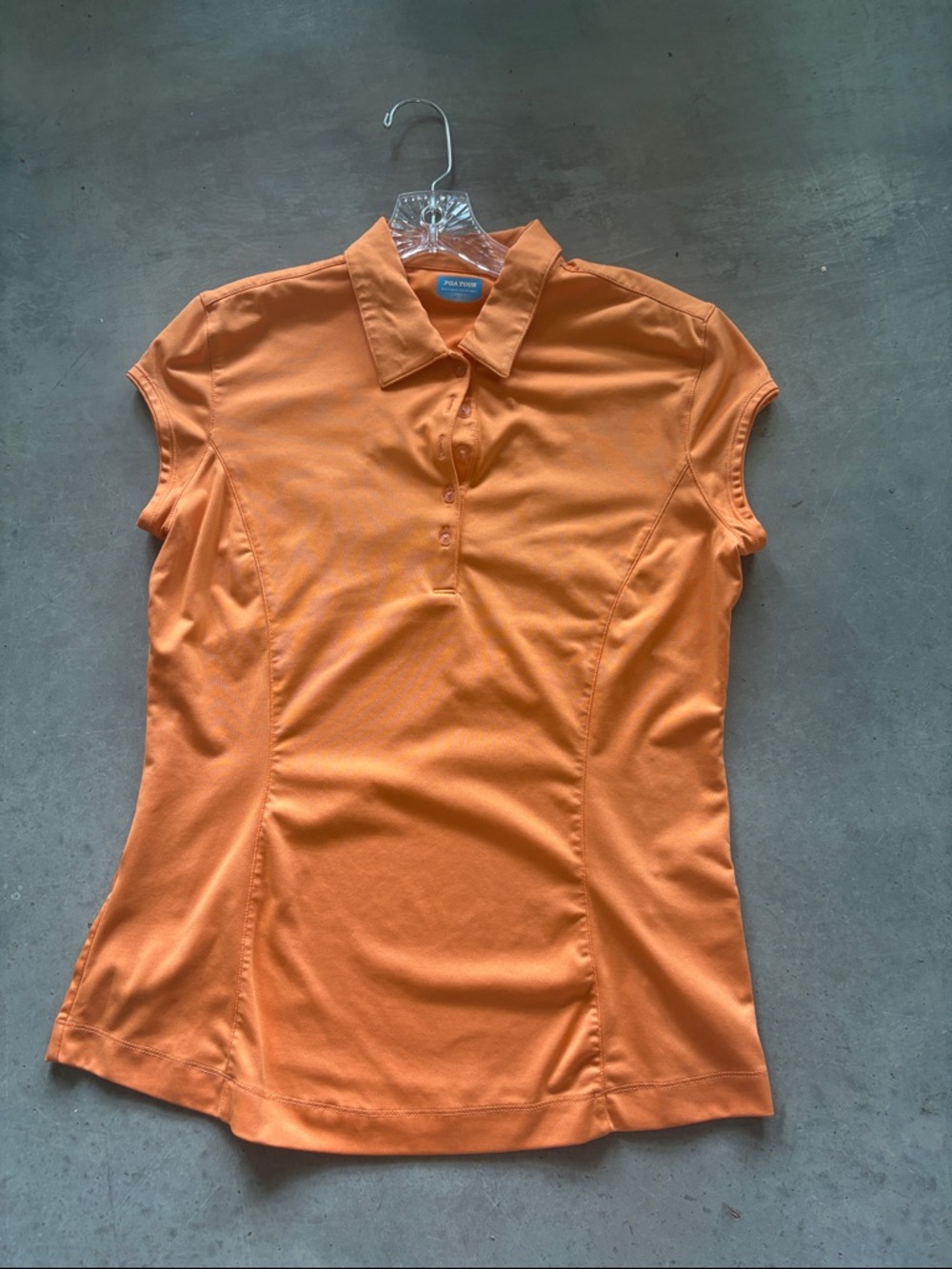 FootJoy Women's Orange Cap-Sleeve Polo Golf Top